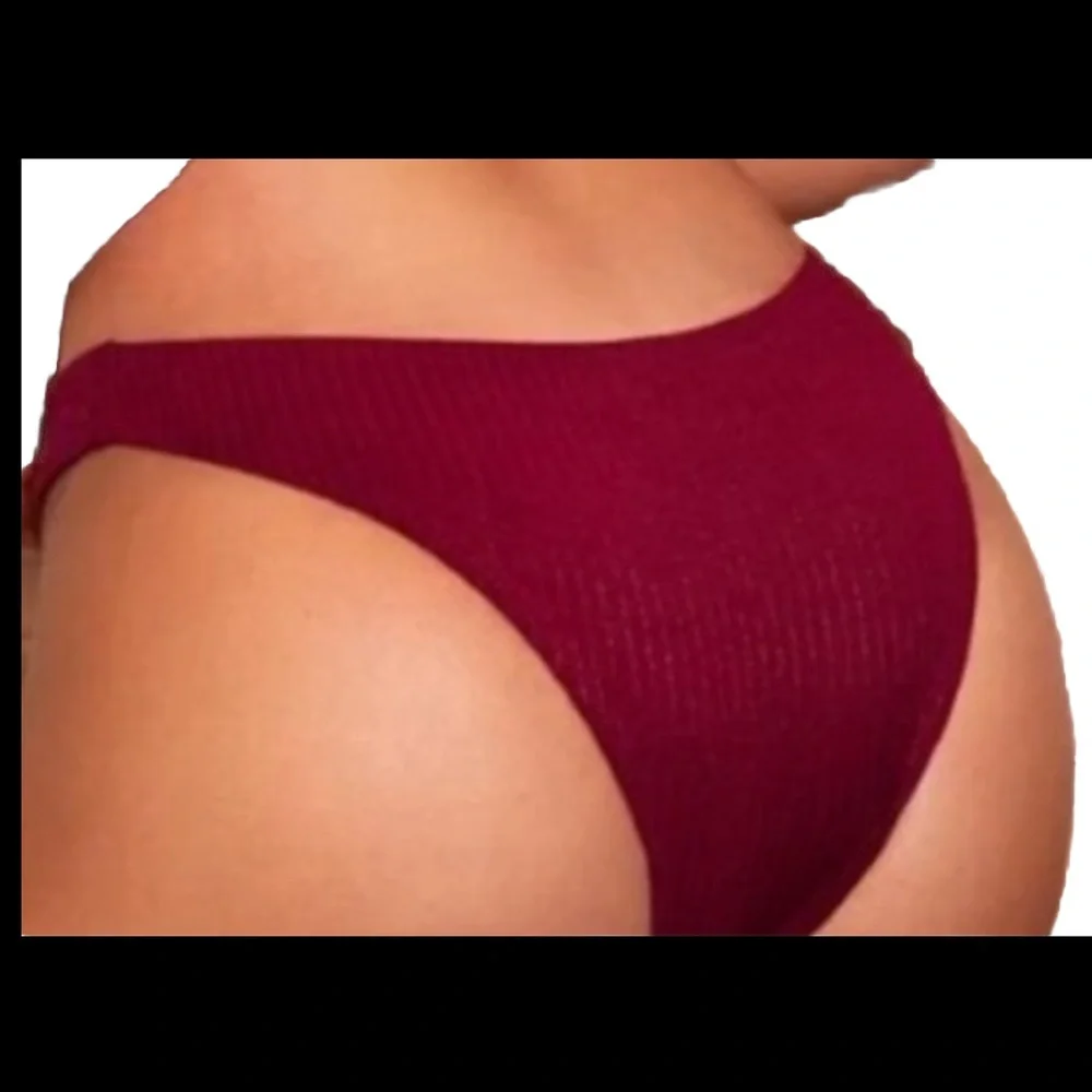 Bandeau Bikini Top W/ 3 Rings On Each Side  High Rise Bikini Bottoms Swimsuit